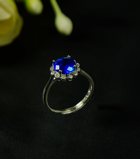 Silver rings with  blue stone